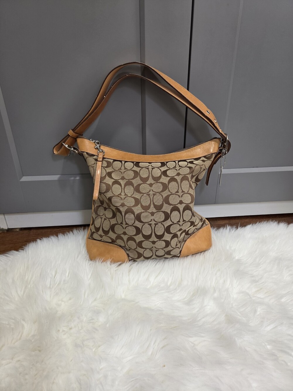 Coach vintage Signature Canvas Shoulder Bag in Brown/Tan